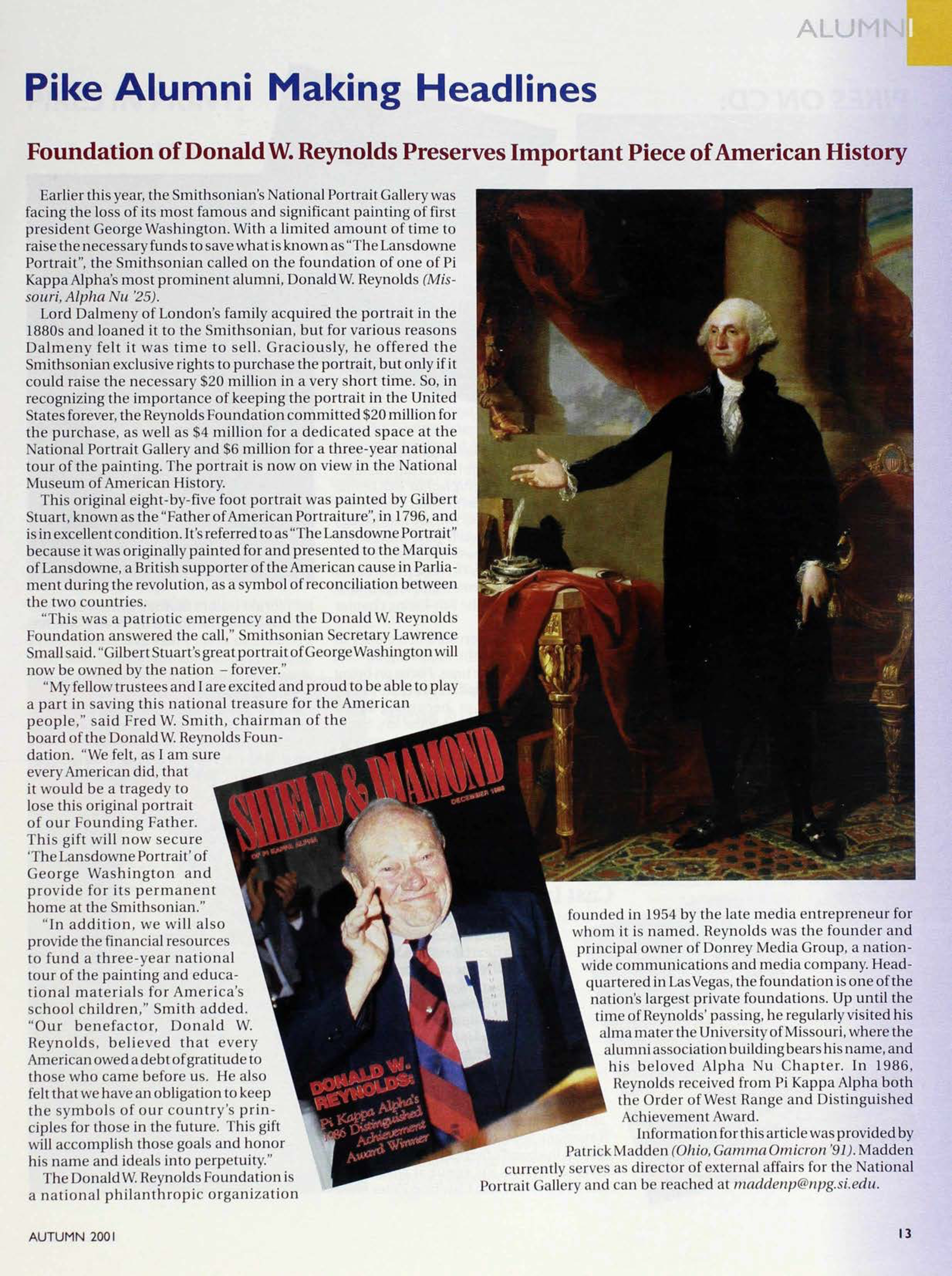 Alumni: Pike Alumni Making Headlines, Autumn 2001